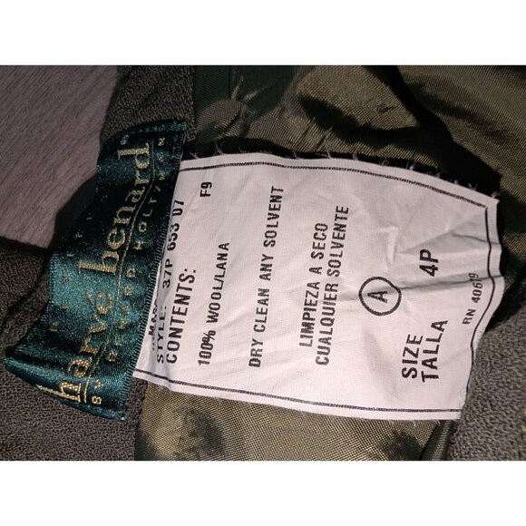 Herve Bernard Womens Wool Pants Size 4P Dark Olive - Picture 3 of 5